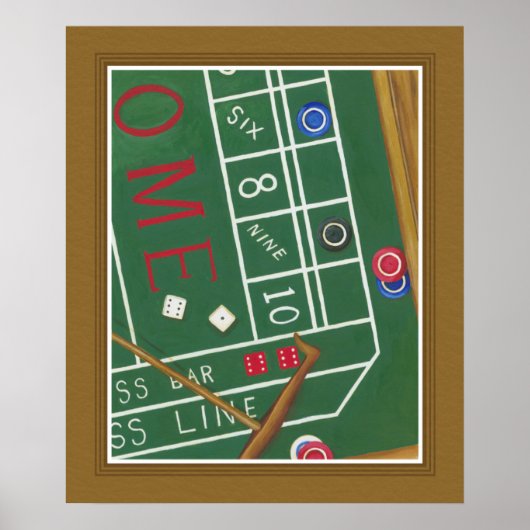 Casino Craps Table met Chips en Dice Poster (Voorkant)