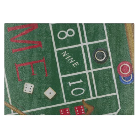Casino Craps Table met Chips en Dice Snijplank (Voorkant)