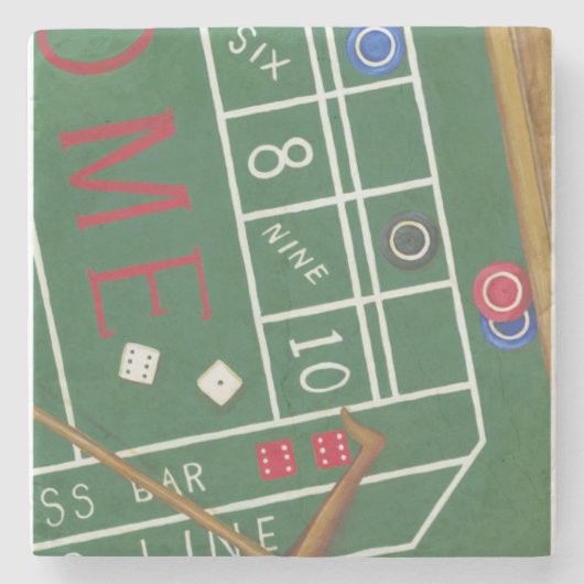 Casino Craps Table met Chips en Dice Stenen Onderzetter (Voorkant)