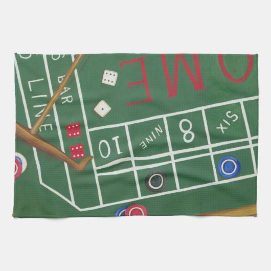 Casino Craps Table met Chips en Dice Theedoek (Horizontaal)
