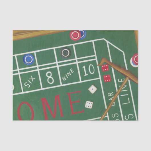 Casino Craps Table met Chips en Dice Tissuepapier (Voorkant)