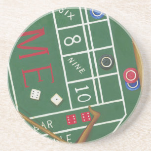 Casino Craps Table met Chips en Dice Zandsteen Onderzetter