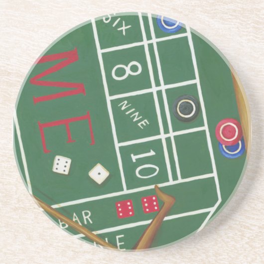 Casino Craps Table met Chips en Dice Zandsteen Onderzetter (Voorkant)
