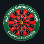 Casino Dartboard met aangepaste tekst Dartbord<br><div class="desc">Groen rood en zwart Casino Dartboard met twee gebieden van de douanetekst.</div>