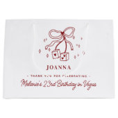 Casino Dice Bow Custom Name Vegas Birthday Party Groot Cadeauzakje (Voorkant)