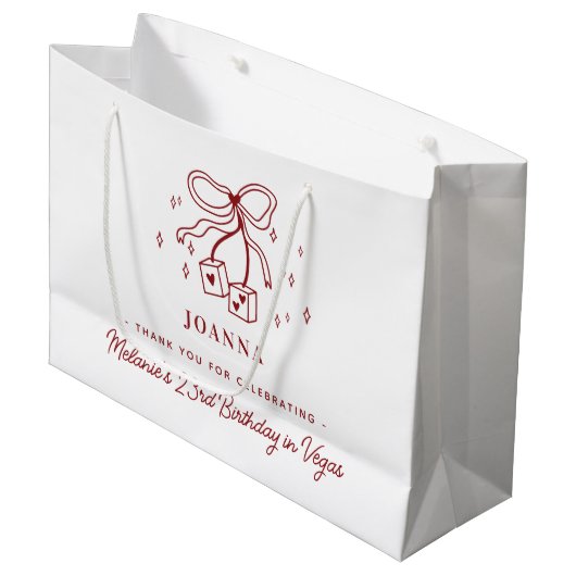 Casino Dice Bow Custom Name Vegas Birthday Party Groot Cadeauzakje (Voorkant Gekanteld)