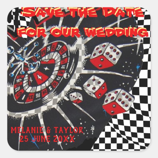 Casino Dice De datum opslaan Vierkante Sticker (Voorkant)