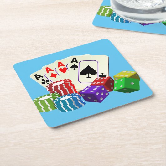 Casino Dice Poker chips Kaarten Kartonnen Onderzetters (Schuin)