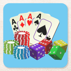 Casino Dice Poker chips Kaarten Kartonnen Onderzetters