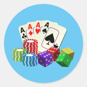 Casino Dice Poker chips Kaarten Ronde Sticker
