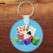 Casino Dice Poker chips Kaarten Sleutelhanger (Voorkant)