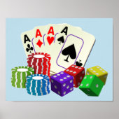 Casino Dice, pokerchips, Kaarten spelen Poster (Voorkant)