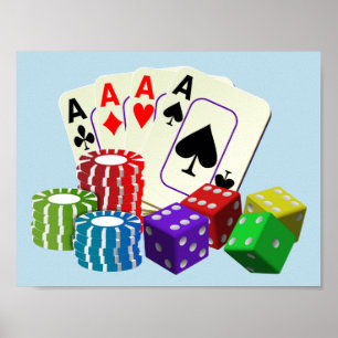 Casino Dice, pokerchips, Kaarten spelen Poster