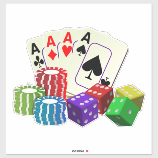 Casino Dice, pokerchips, Kaarten spelen Sticker (Vel)