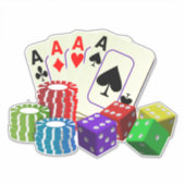 Casino Dice, pokerchips, Kaarten spelen Sticker (Voorkant)