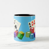 Casino Dice, pokerchips, Kaarten spelen Tweekleurige Koffiemok (Center)