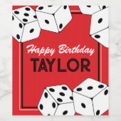 Casino dobbelstenen verjaardag wijnfles etiketten (Enkel label)