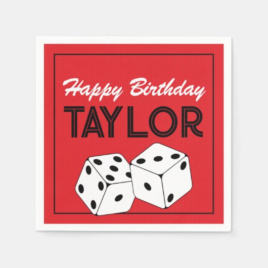 Casino dobbelstenen verjaardagsfeestje servetten (Voorkant)