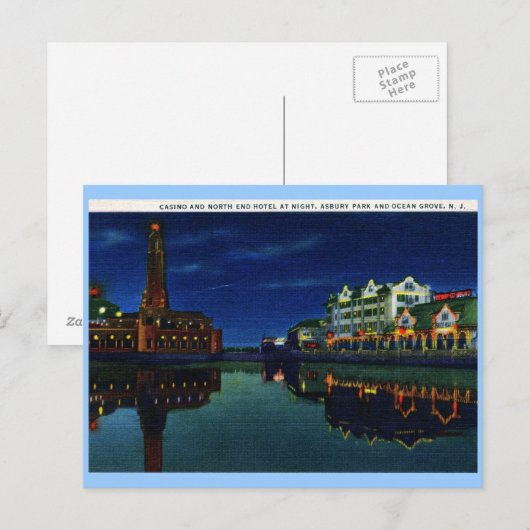 Casino en Hotel, Asbury Park, Ocean Grove NJ Vint Briefkaart (Voorkant / Achterkant)