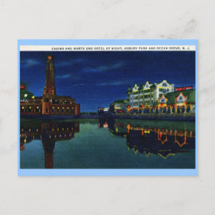 Casino en Hotel, Asbury Park, Ocean Grove NJ Vint Briefkaart