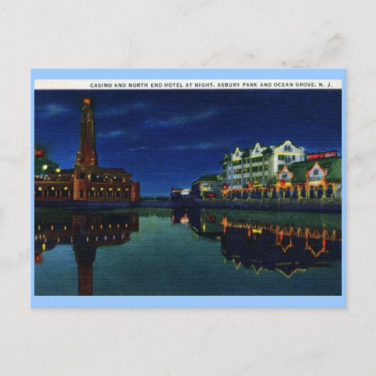 Casino en Hotel, Asbury Park, Ocean Grove NJ Vint Briefkaart (Voorkant)