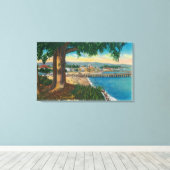 Casino en Pier, Santa Cruz, Santa Cruz, CA Canvas Afdruk (Insitu (Houten vloer))