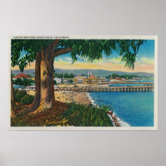 Casino en Pier, Santa Cruz, Santa Cruz, CA Poster (Voorkant)