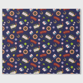 Casino Feest | Blauw Cadeaupapier (Vlak)