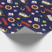 Casino Feest | Blauw Cadeaupapier (Hoek)