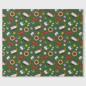 Casino Feest | Groen Cadeaupapier (Vlak)