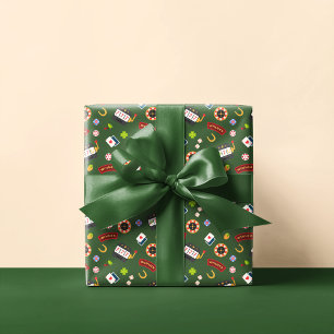 Casino Feest   Groen Cadeaupapier