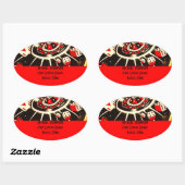Casino Gambler adreslabel in Lucky Red Ovale Sticker (Vel)