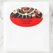 Casino Gambler adreslabel in Lucky Red Ovale Sticker (Tas)