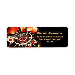 Casino Gambler Black, Gold, rode pictogrammen Etiket