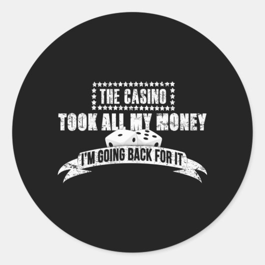 Casino Gambler Ronde Sticker (Voorkant)