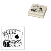 Casino Gambling Cards Dice Poker Chips Art Rubberstempel (Gestempeld)