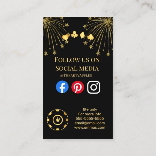 casino gambling hotel event party planner visitekaartje (Achterkant)