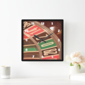 Casino Gambling Roulette Wheel  Retro Style Vierkante Klok (Huis)