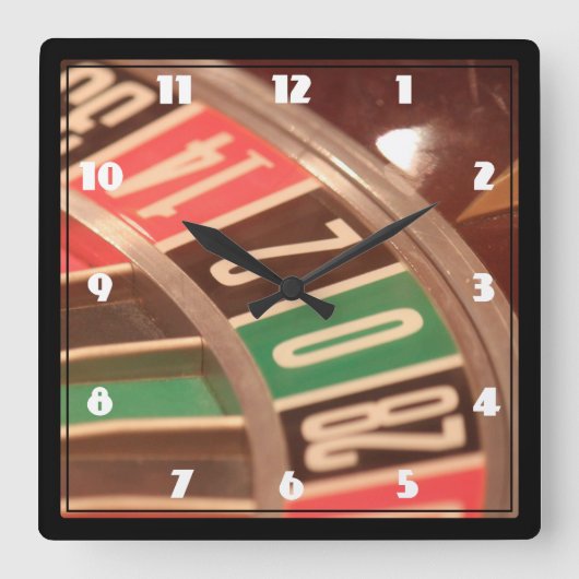 Casino Gambling Roulette Wheel  Retro Style Vierkante Klok (Voorkant)