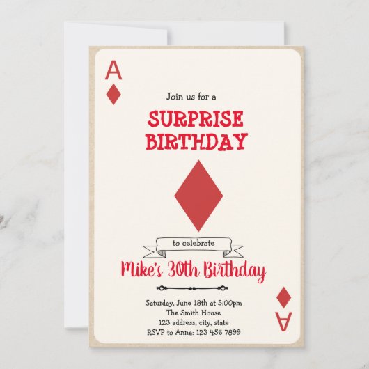 Casino gokkaart uitnodiging (Voorkant)