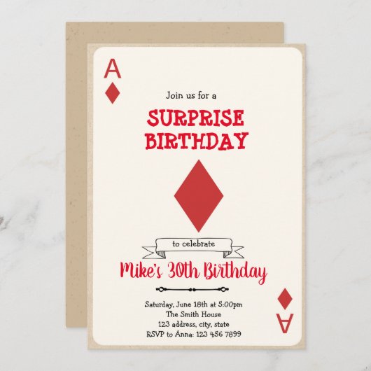 Casino gokkaart uitnodiging (Voorkant / Achterkant)