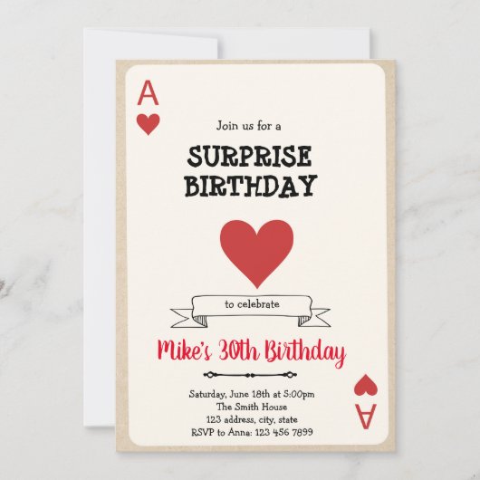 Casino gokkaart uitnodiging (Voorkant)