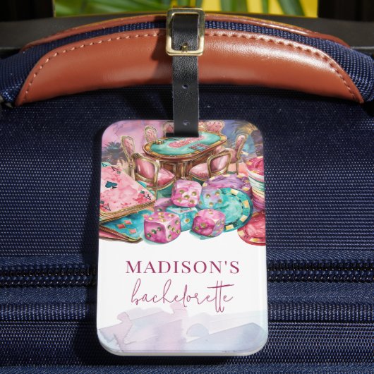 Casino Gokken Bachelorette Luxe Roze Bagagelabel (Voorkant Insitu 2)