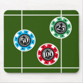 Casino gokken poker chips op roulette tafel muismat (Voorkant)