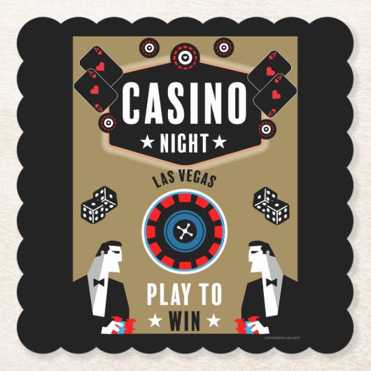 Casino Gokken Poker Roulette Kartonnen Onderzetters (Voorkant)