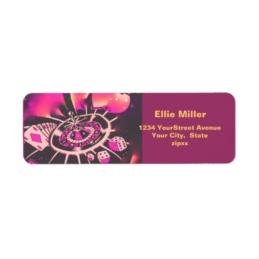 Casino gokken thema roze etiket (Voorkant)