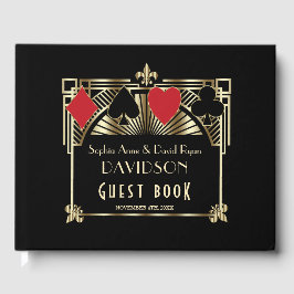 Casino Gold Black Art Deco Roaring 20s Wedding Gastenboek