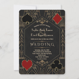 Casino Gold Black Gatsby 1920s Gambling Wedding Kaart