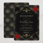 Casino Gold Black Gatsby 20s Bachelor Party Kaart (Voorkant / Achterkant)