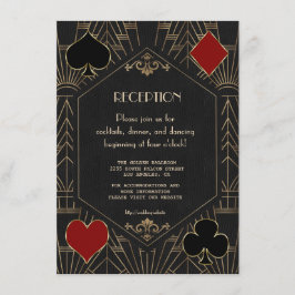 Casino Goud Zwart 20s Gatsby Trouwreceptie Informatiekaartje